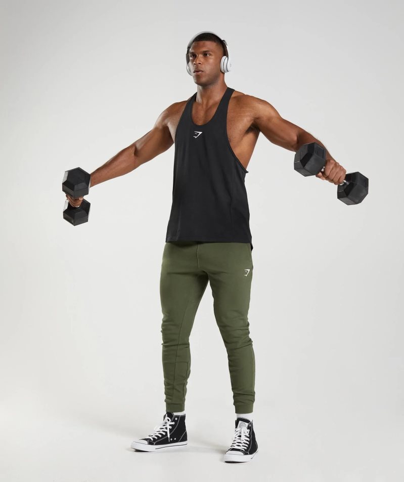 Gymshark React Stringer Férfi Ujjatlan Póló Fekete | HU-Y-937
