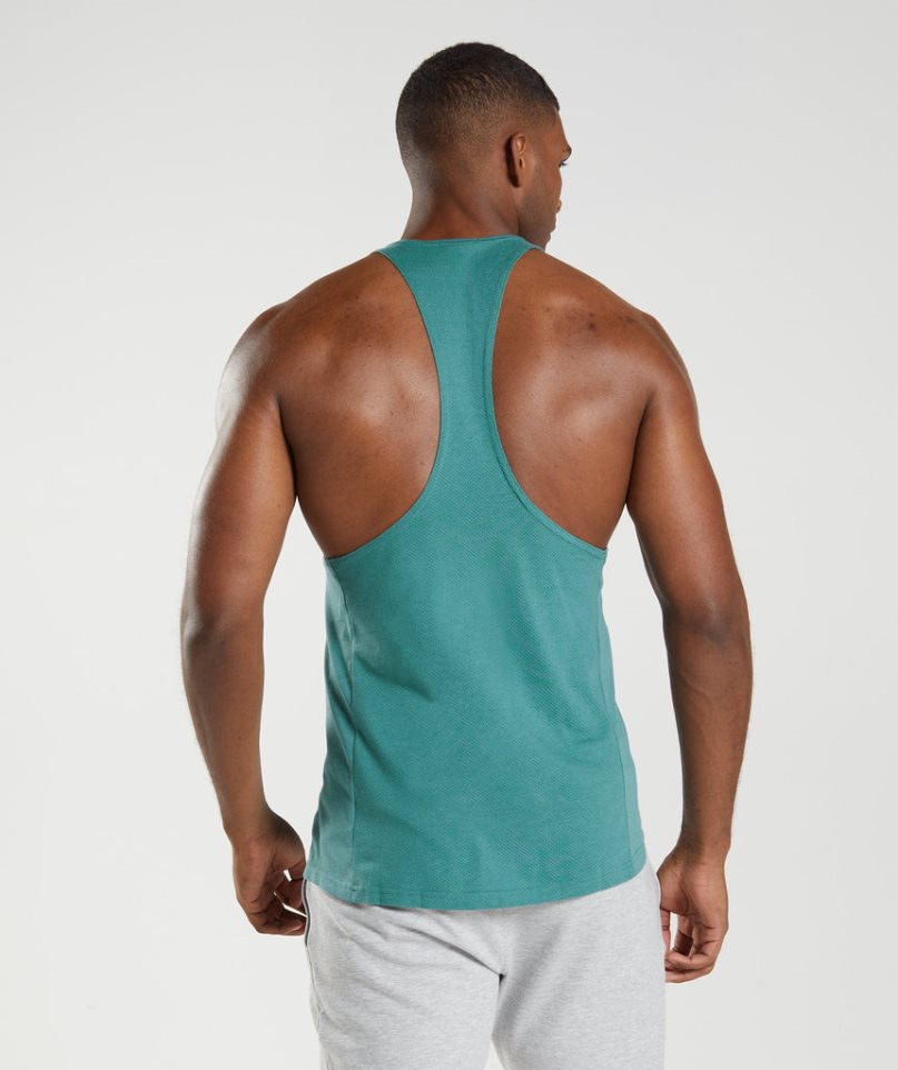 Gymshark React Stringer Férfi Ujjatlan Póló Türkiz | HU-Z-205