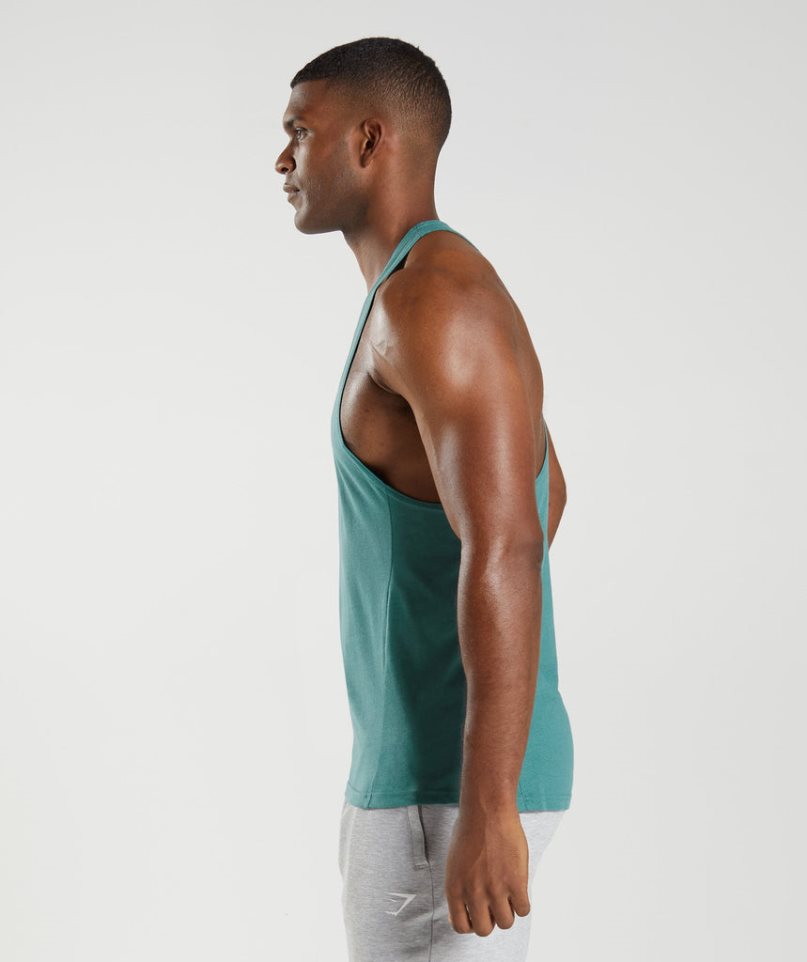 Gymshark React Stringer Férfi Ujjatlan Póló Türkiz | HU-Z-205