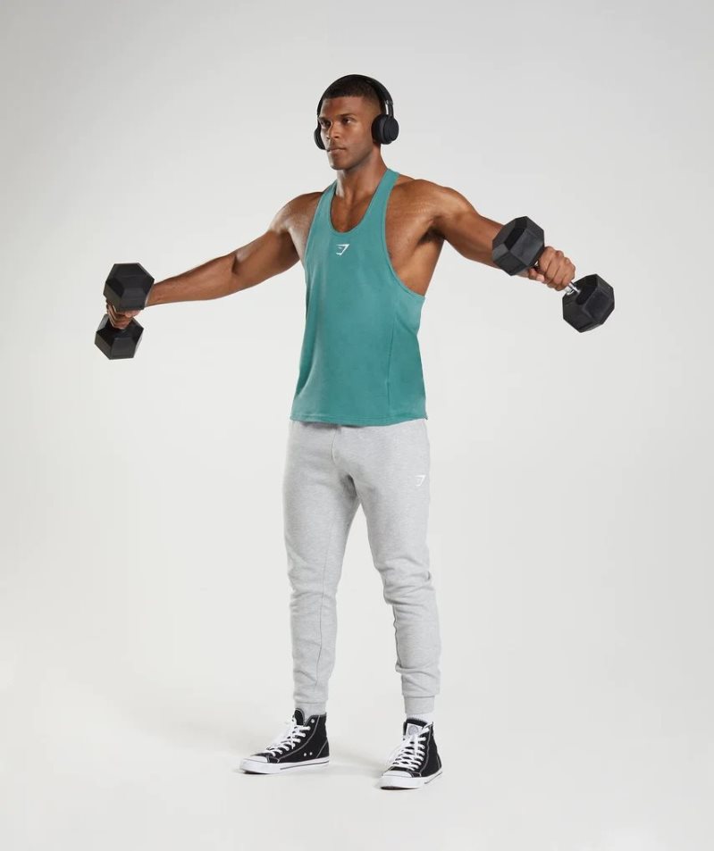 Gymshark React Stringer Férfi Ujjatlan Póló Türkiz | HU-Z-205