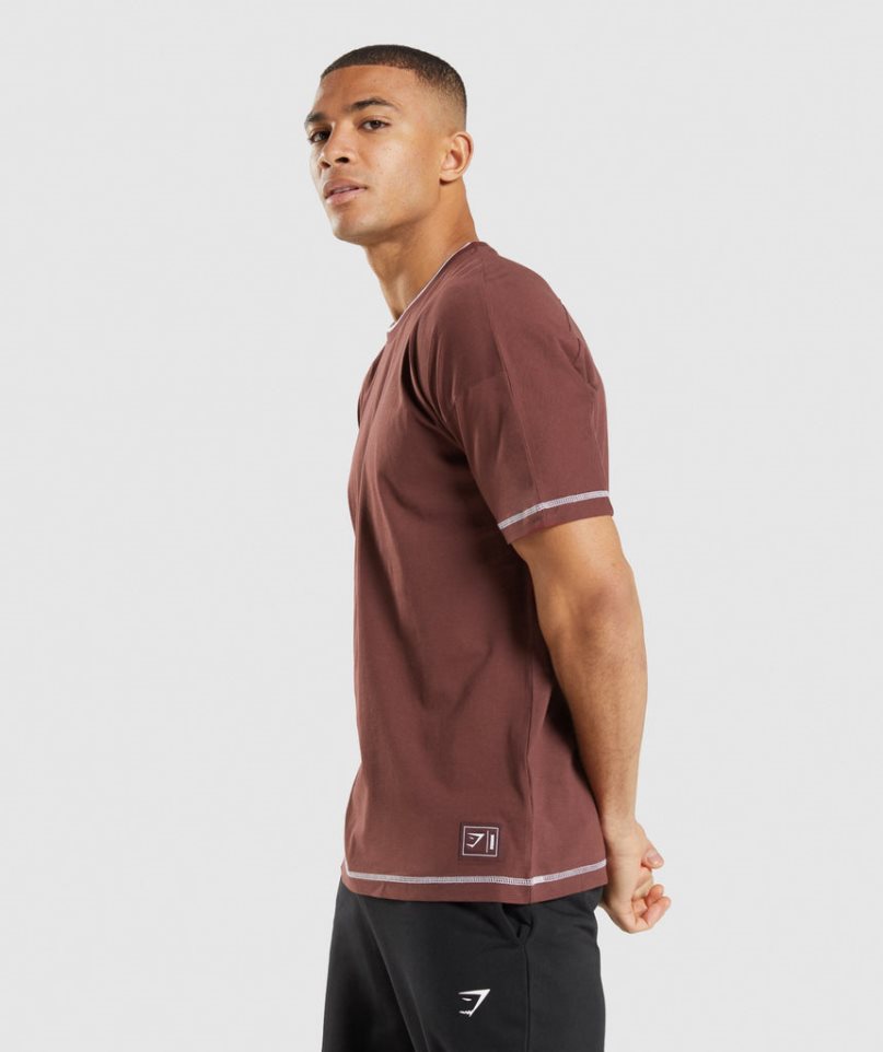 Gymshark Recess Férfi Póló Bordó | HU-K-205