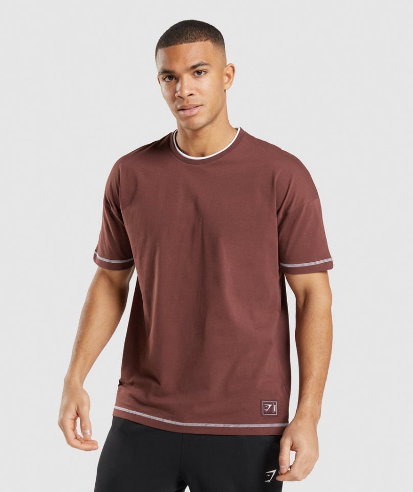 Gymshark Recess Férfi Póló Bordó | HU-K-205