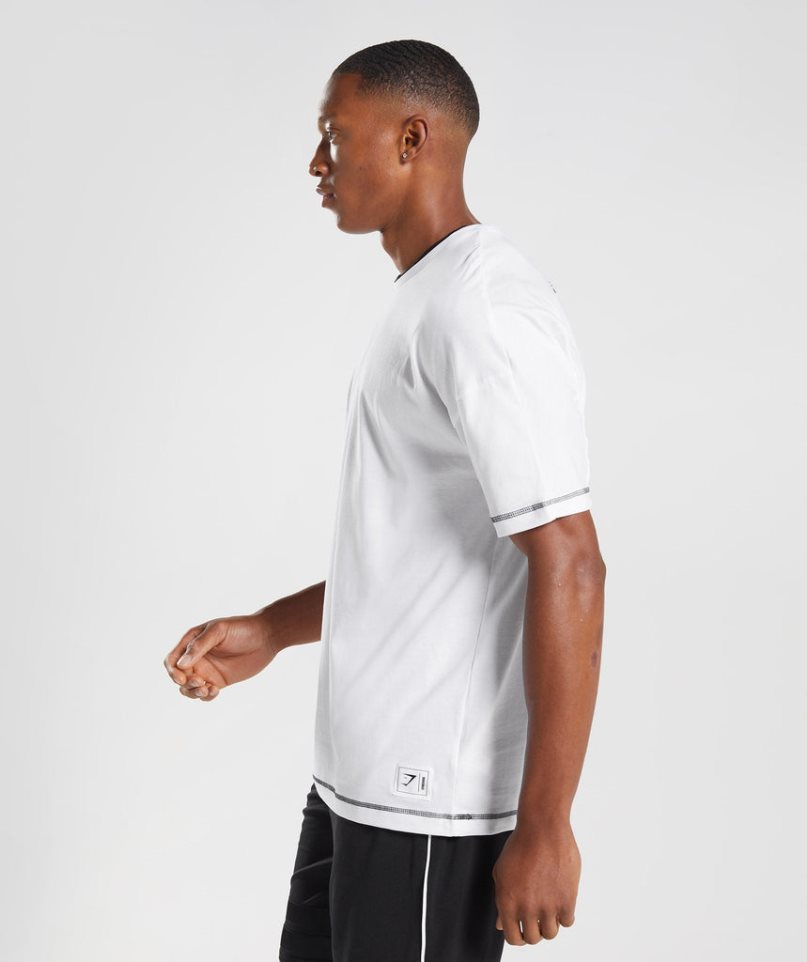 Gymshark Recess Férfi Póló Fehér | HU-V-583