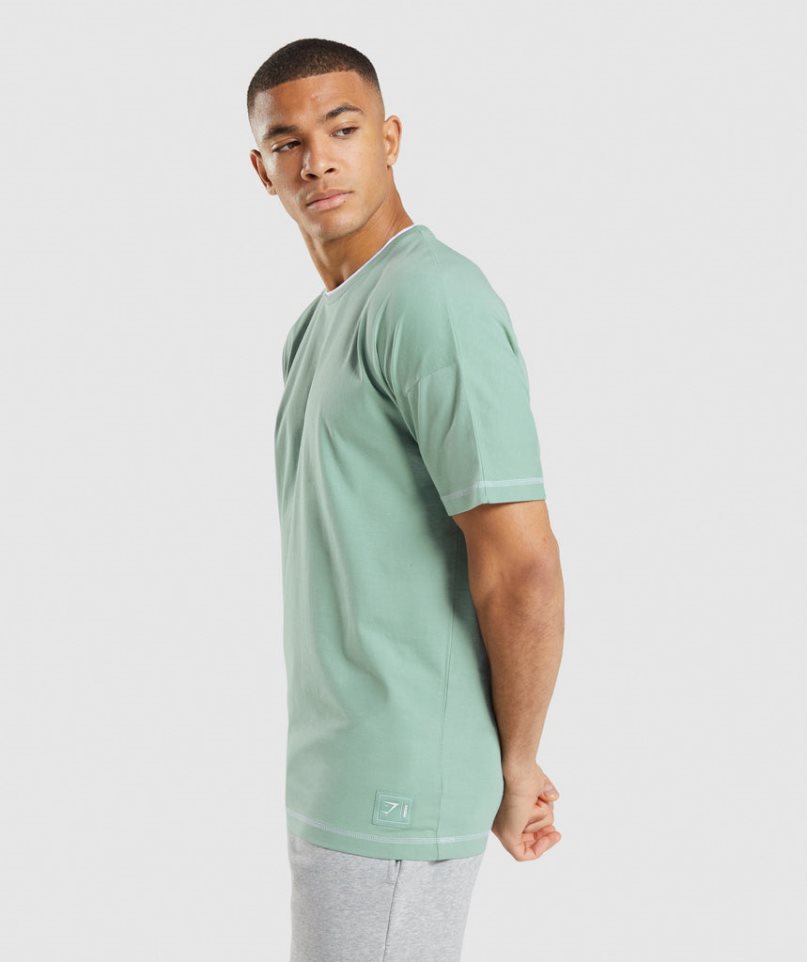 Gymshark Recess Férfi Póló Világos Zöld | HU-M-302