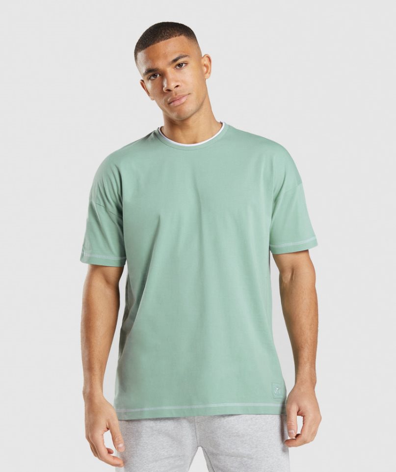 Gymshark Recess Férfi Póló Világos Zöld | HU-M-302