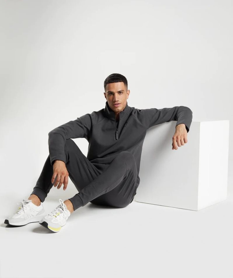 Gymshark Rest Day 1/4 Zip Férfi Pulóverek Sötétszürke | HU-K-786