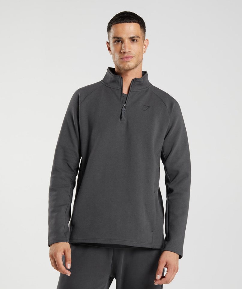 Gymshark Rest Day 1/4 Zip Férfi Pulóverek Sötétszürke | HU-K-786