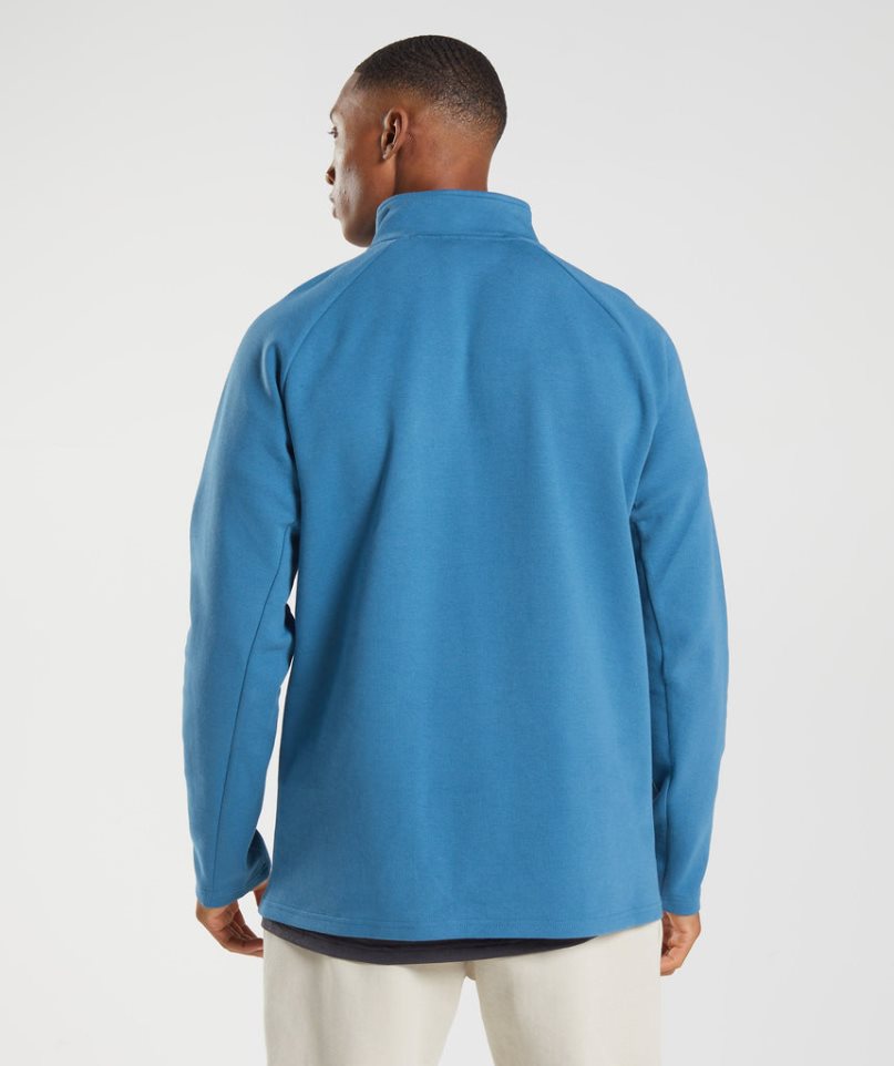 Gymshark Rest Day 1/4 Zip Férfi Pulóverek Türkiz | HU-S-036