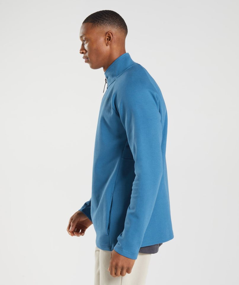 Gymshark Rest Day 1/4 Zip Férfi Pulóverek Türkiz | HU-S-036