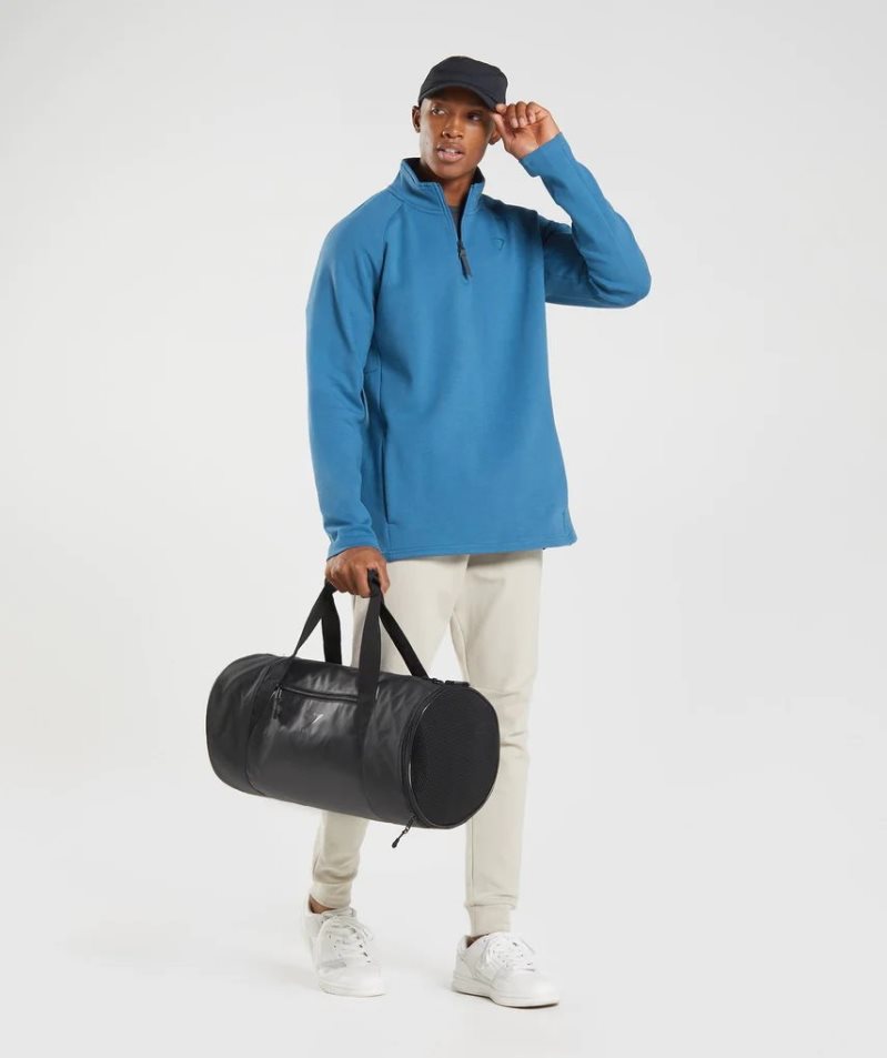 Gymshark Rest Day 1/4 Zip Férfi Pulóverek Türkiz | HU-S-036