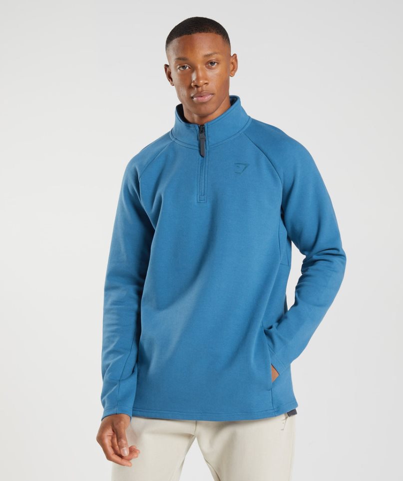 Gymshark Rest Day 1/4 Zip Férfi Pulóverek Türkiz | HU-S-036