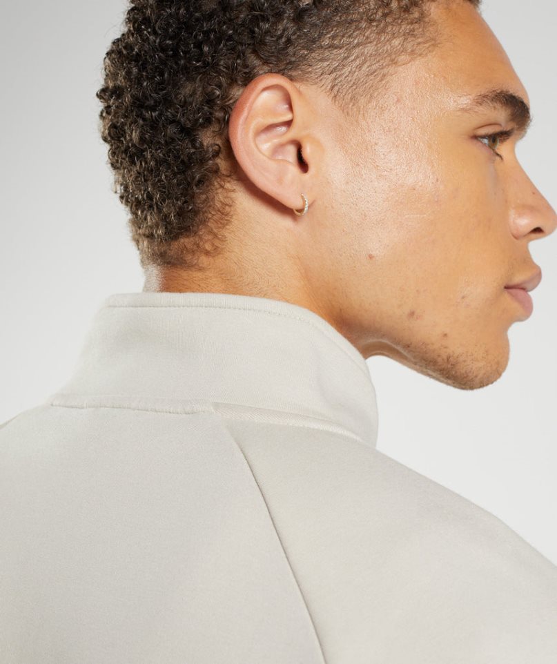 Gymshark Rest Day 1/4 Zip Férfi Pulóverek Krém | HU-S-496
