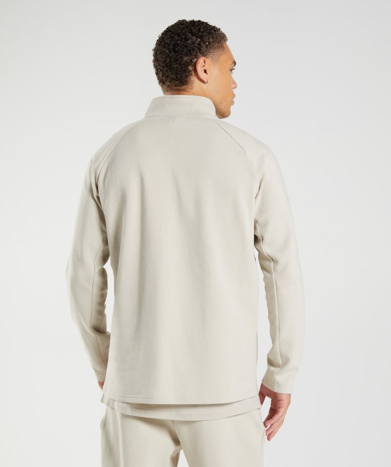 Gymshark Rest Day 1/4 Zip Férfi Pulóverek Krém | HU-S-496