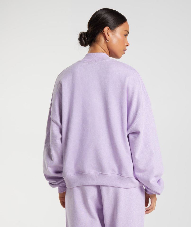 Gymshark Rest Day Sweats 1/2 Zip Női Pulóverek Lila | HU-E-398