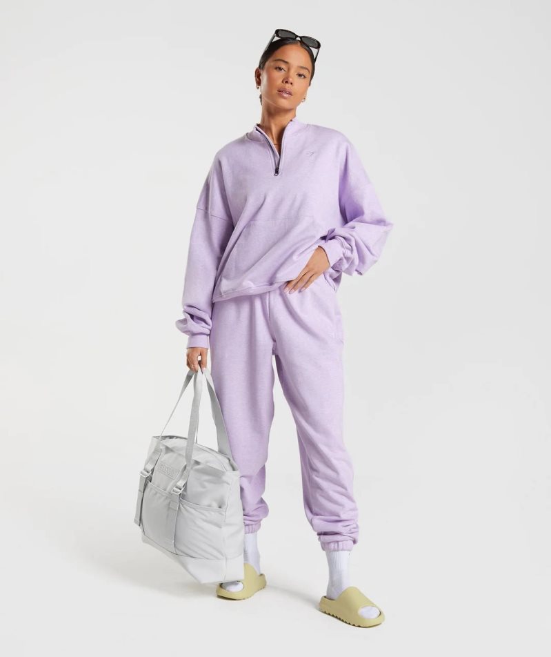 Gymshark Rest Day Sweats 1/2 Zip Női Pulóverek Lila | HU-E-398