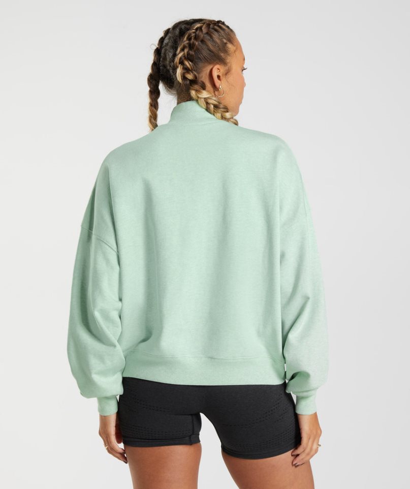 Gymshark Rest Day Sweats 1/2 Zip Női Pulóverek Menta | HU-K-518
