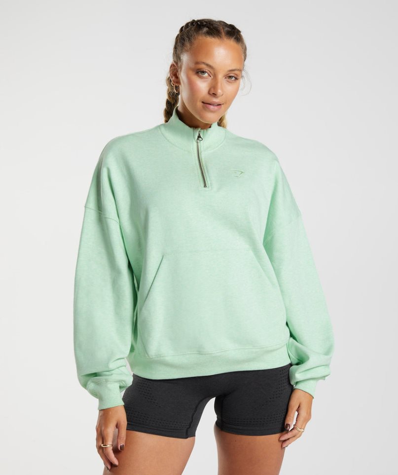 Gymshark Rest Day Sweats 1/2 Zip Női Pulóverek Menta | HU-K-518