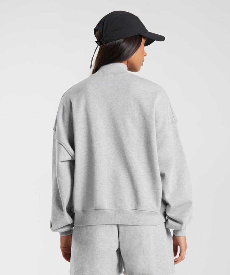 Gymshark Rest Day Sweats 1/2 Zip Női Pulóverek Világos Szürke | HU-R-497