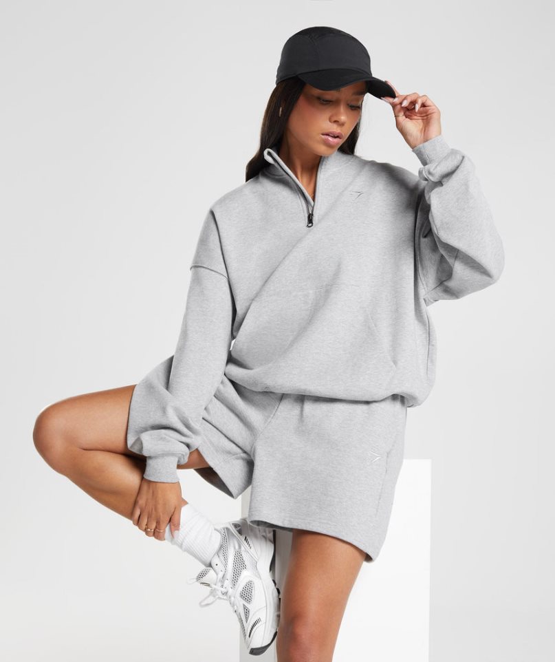 Gymshark Rest Day Sweats 1/2 Zip Női Pulóverek Világos Szürke | HU-R-497