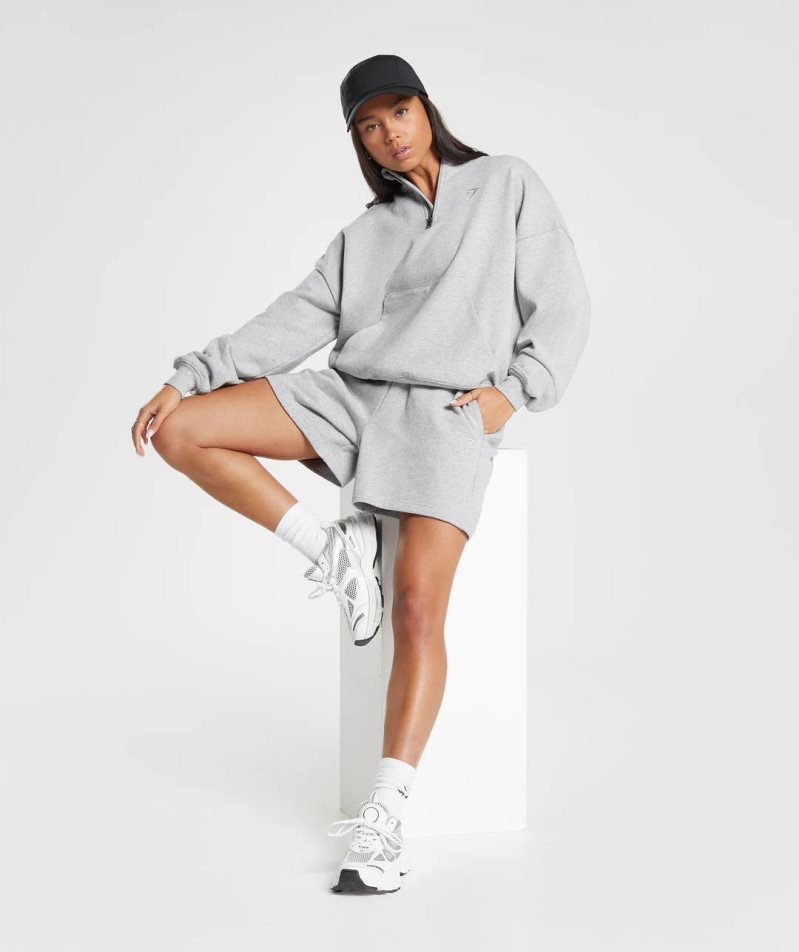 Gymshark Rest Day Sweats 1/2 Zip Női Pulóverek Világos Szürke | HU-R-497