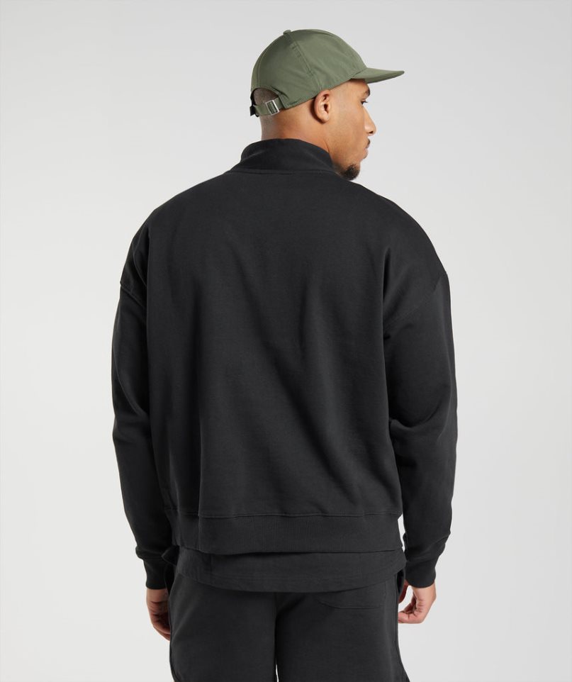 Gymshark Rest Day Sweats 1/4 Zip Férfi Pulóverek Fekete | HU-N-216