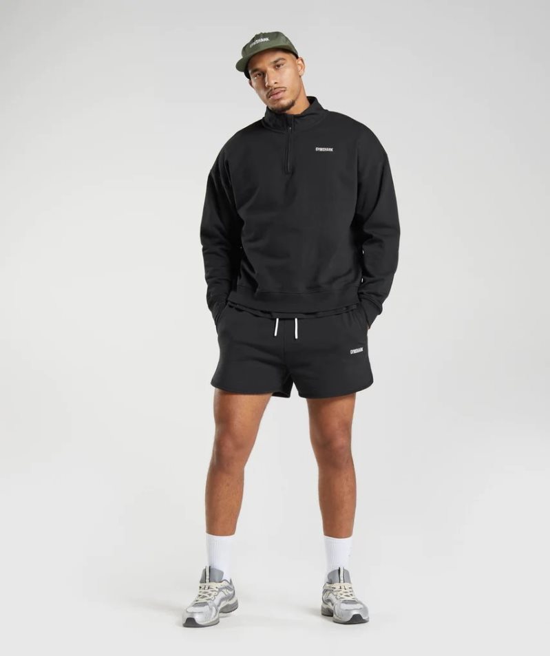 Gymshark Rest Day Sweats 1/4 Zip Férfi Pulóverek Fekete | HU-N-216