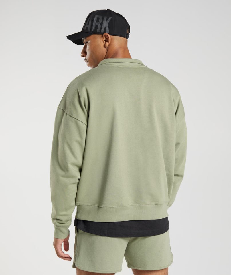 Gymshark Rest Day Sweats 1/4 Zip Férfi Pulóverek Olivazöld | HU-S-798