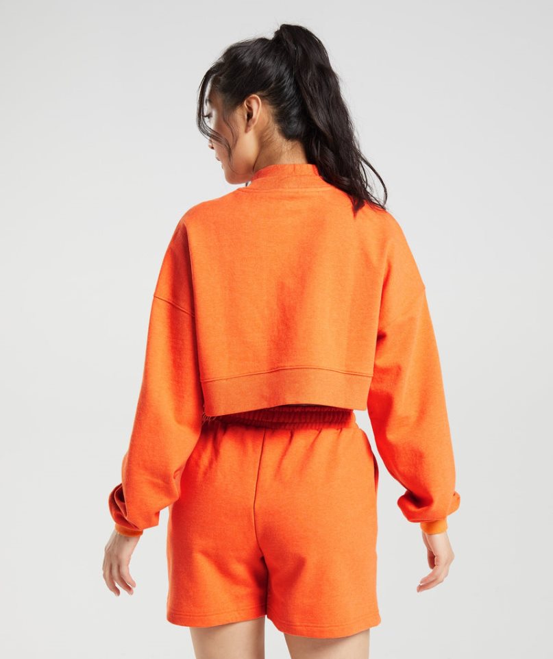 Gymshark Rest Day Sweats Cropped Női Pulóverek Narancssárga | HU-Q-485