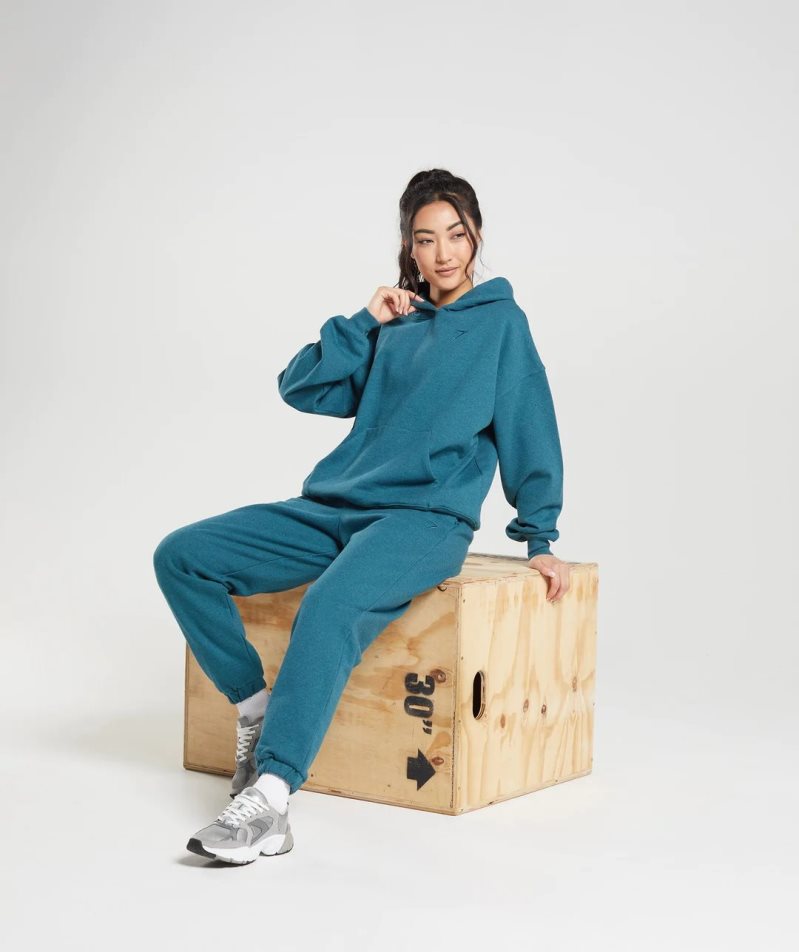 Gymshark Rest Day Sweats Női Kapucnis Pulóver Türkiz | HU-K-542