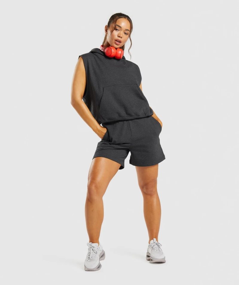 Gymshark Rest Day Sweats Női Rövidnadrág Fekete | HU-H-307