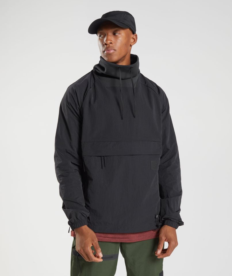 Gymshark Retake Anorak Férfi Pulóverek Fekete | HU-S-527