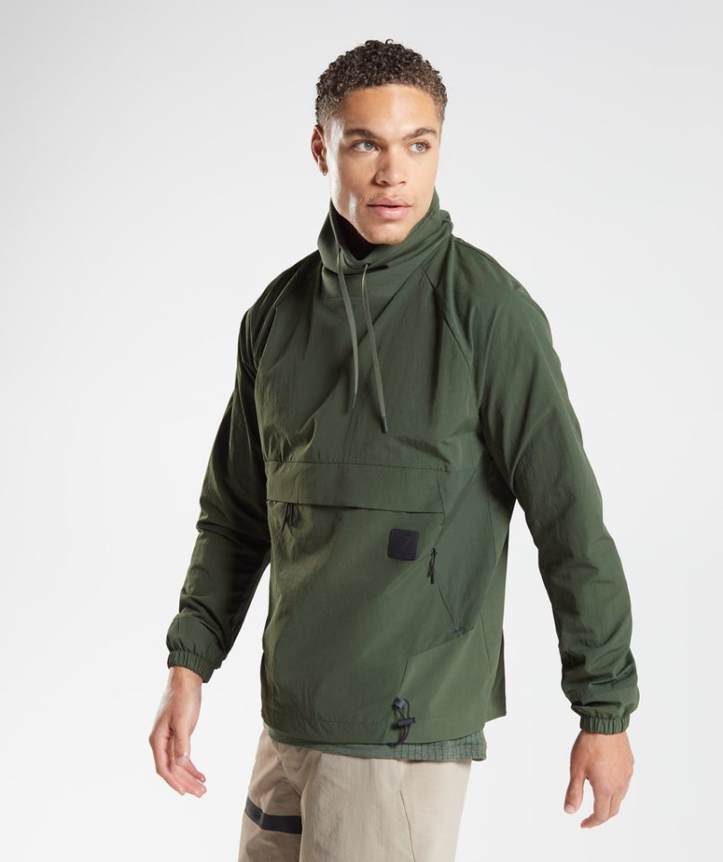 Gymshark Retake Anorak Férfi Pulóverek Olivazöld | HU-W-865