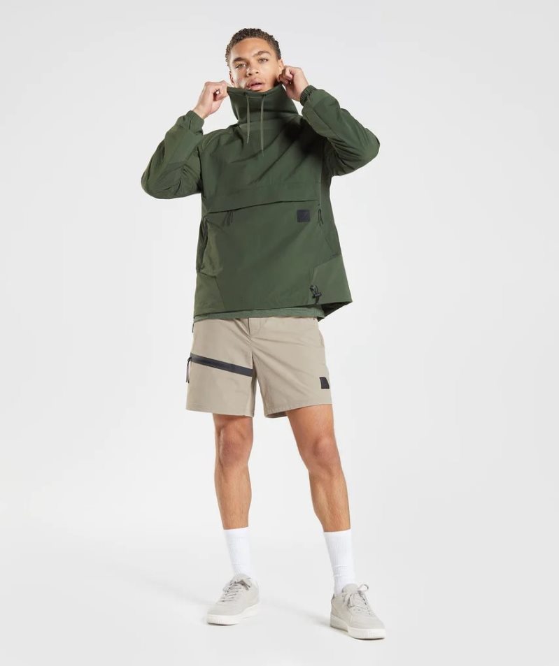Gymshark Retake Anorak Férfi Pulóverek Olivazöld | HU-W-865