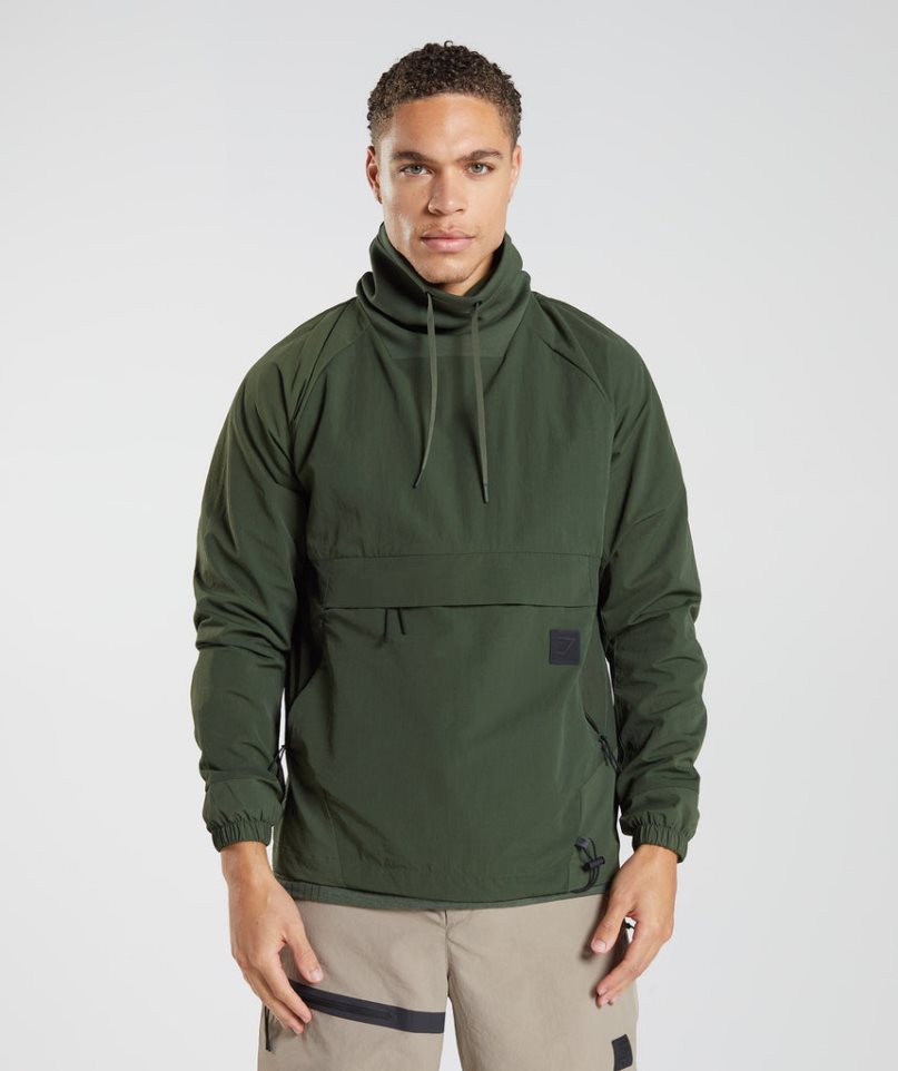 Gymshark Retake Anorak Férfi Pulóverek Olivazöld | HU-W-865