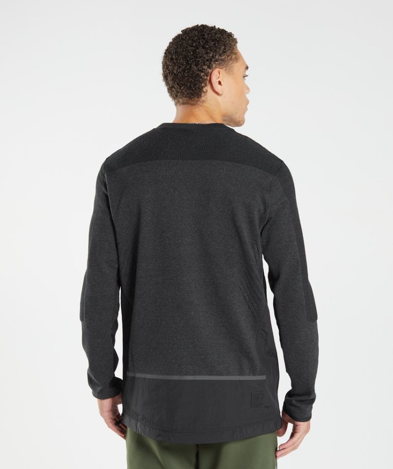 Gymshark Retake Crew Férfi Pulóverek Fekete | HU-U-941