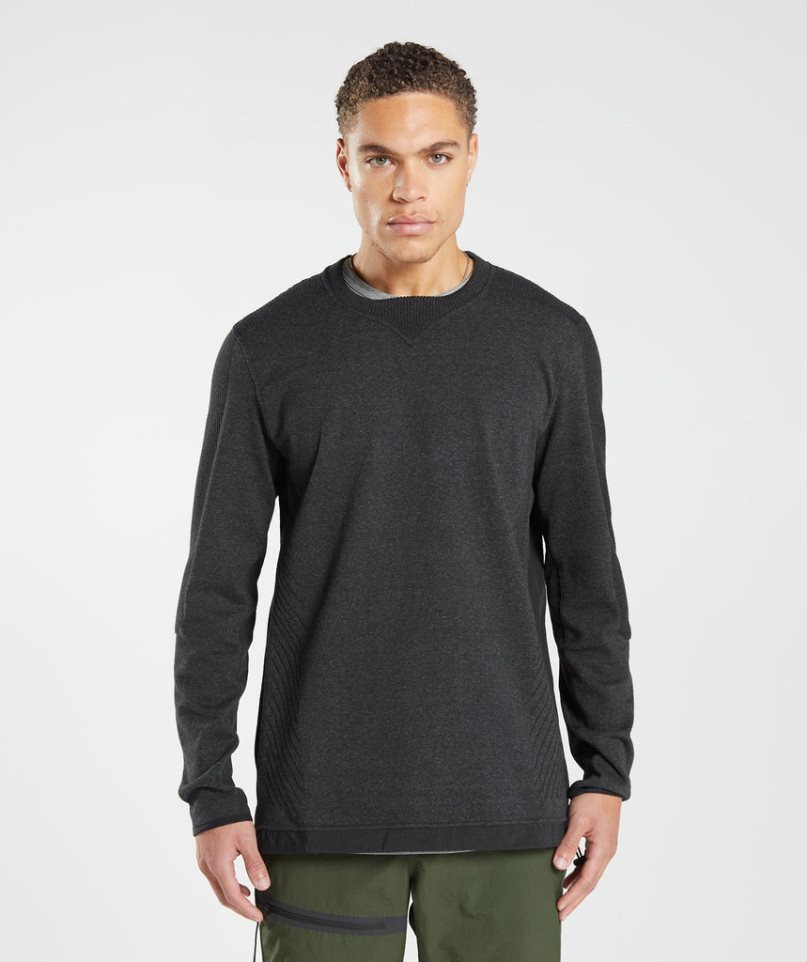 Gymshark Retake Crew Férfi Pulóverek Fekete | HU-U-941