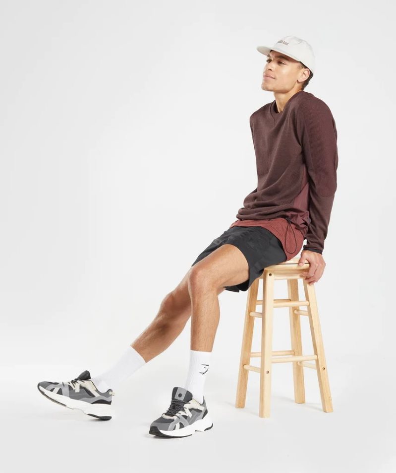 Gymshark Retake Crew Férfi Pulóverek Sötétbarna | HU-D-831