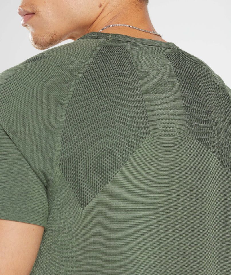 Gymshark Retake Seamless Férfi Póló Olivazöld | HU-K-918