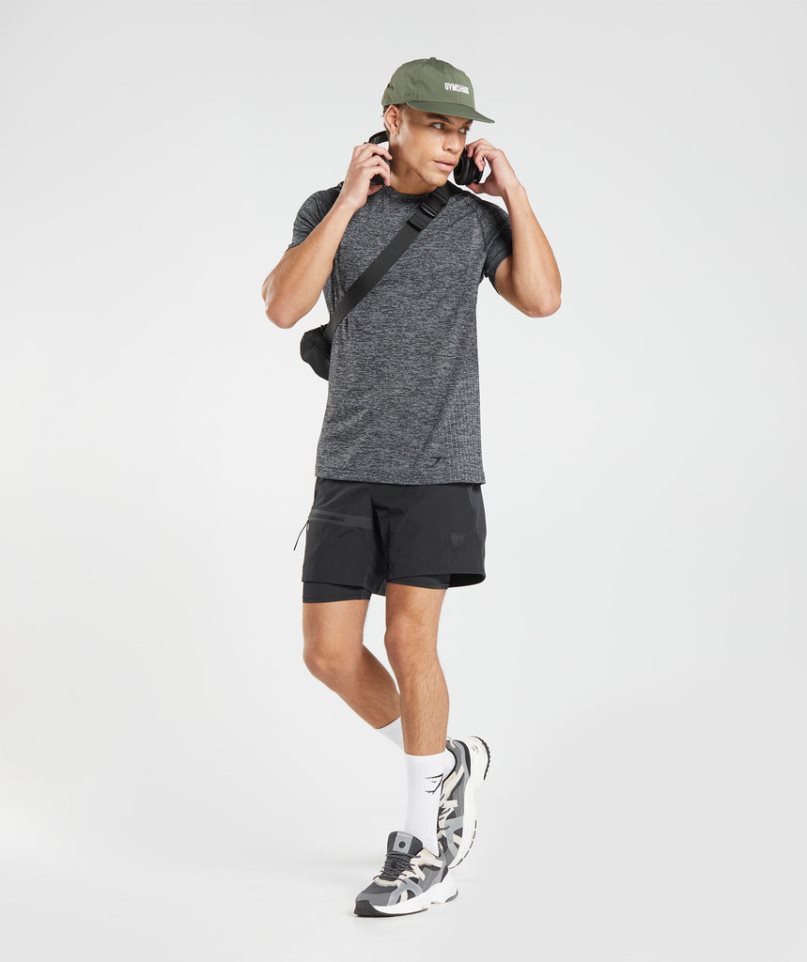 Gymshark Retake Seamless Férfi Póló Sötétszürke | HU-L-082