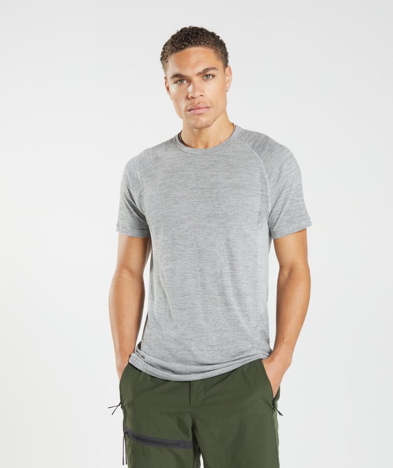 Gymshark Retake Seamless Férfi Póló Világos Szürke | HU-Z-380