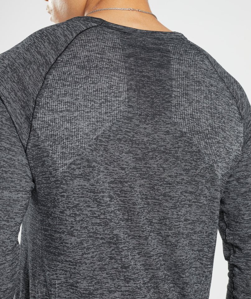 Gymshark Retake Seamless Long Sleeve Férfi Póló Sötétszürke | HU-Q-701