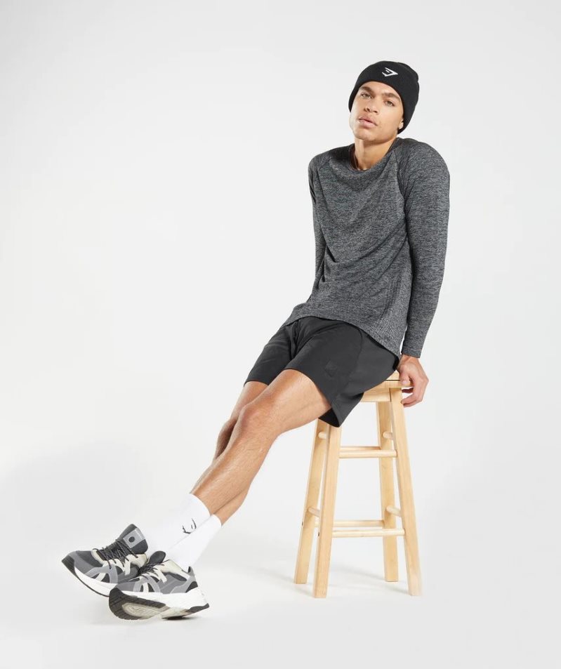 Gymshark Retake Seamless Long Sleeve Férfi Póló Sötétszürke | HU-Q-701