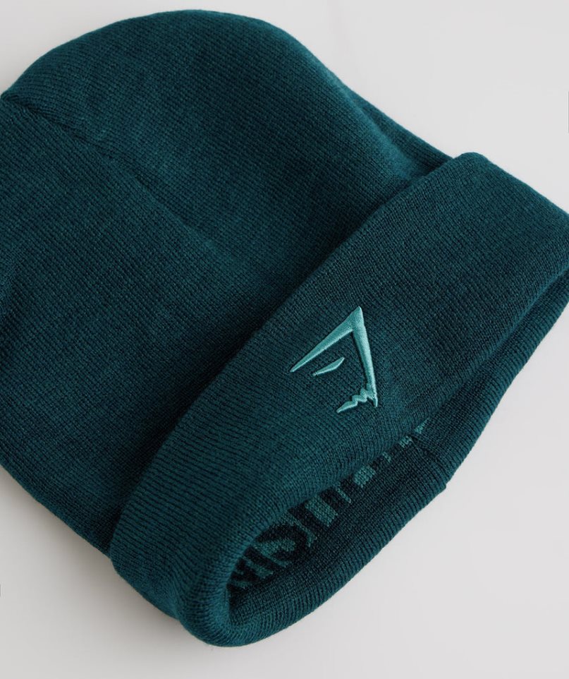 Gymshark Reversable Jacquard Téli Sapka Türkiz | HU-V-905