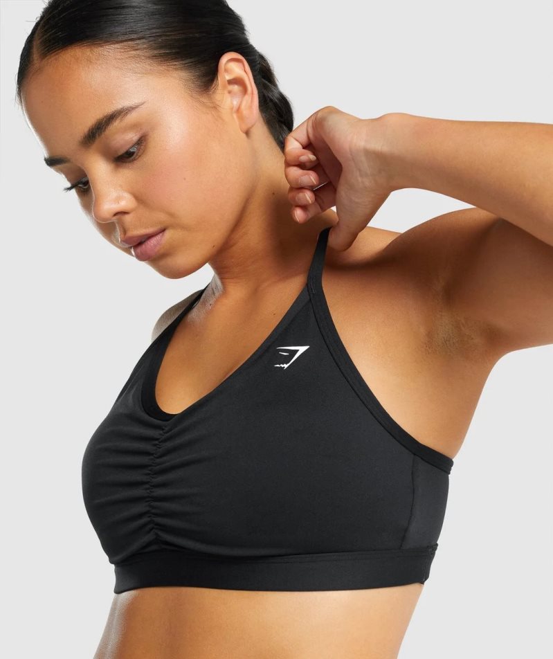 Gymshark Ruched Női Sportmelltartó Fekete | HU-T-625