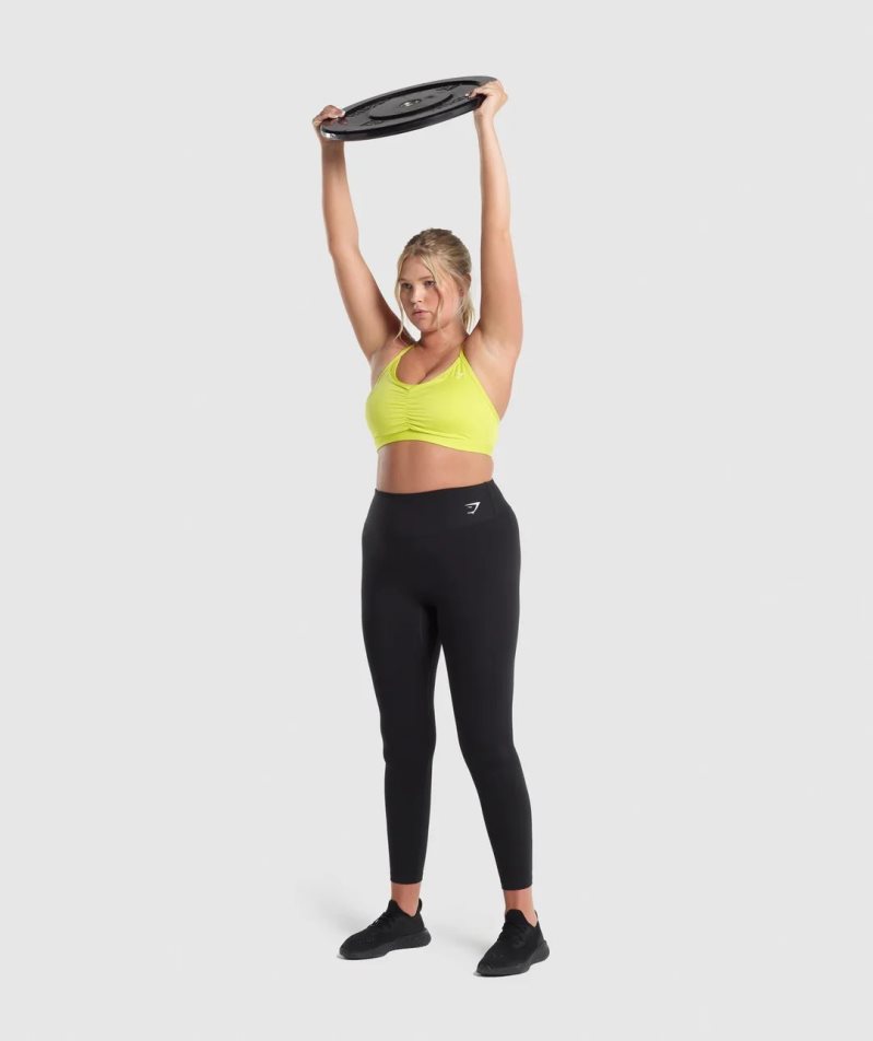 Gymshark Ruched Női Sportmelltartó Sárga | HU-F-379