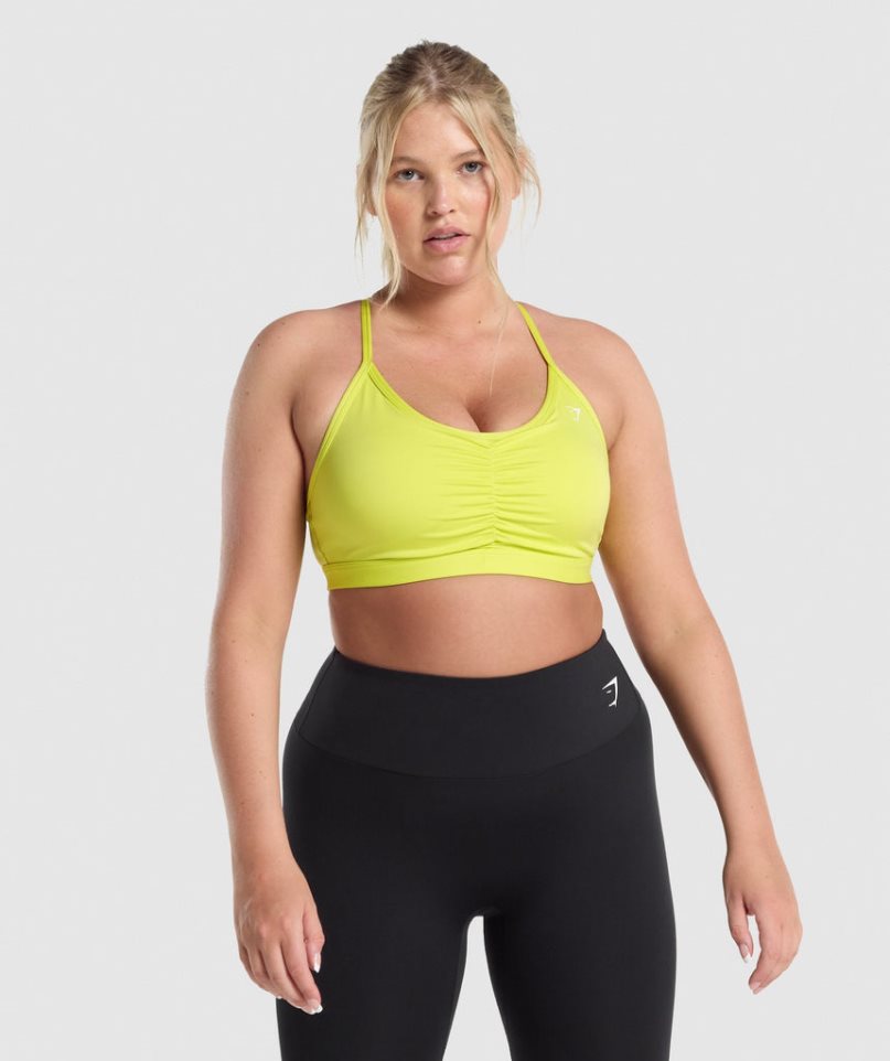 Gymshark Ruched Női Sportmelltartó Sárga | HU-F-379