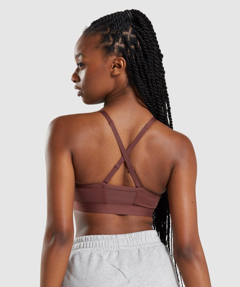 Gymshark Ruched Női Sportmelltartó Sötétbarna | HU-Q-913