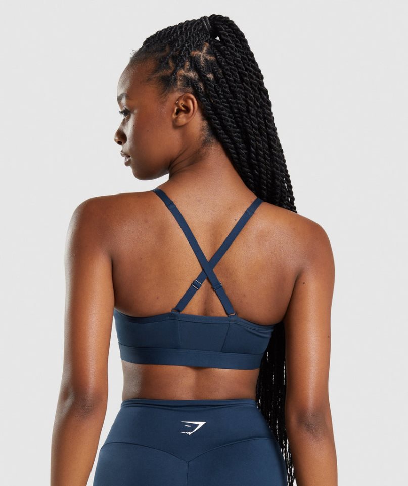 Gymshark Ruched Női Sportmelltartó Sötétkék | HU-V-516