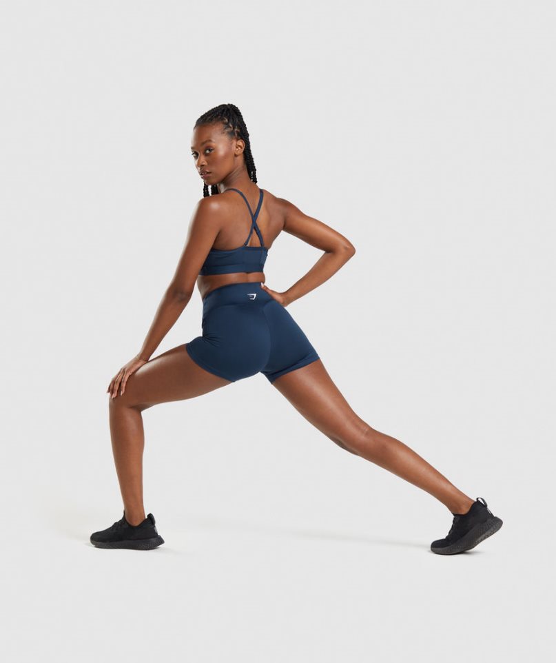 Gymshark Ruched Női Sportmelltartó Sötétkék | HU-V-516