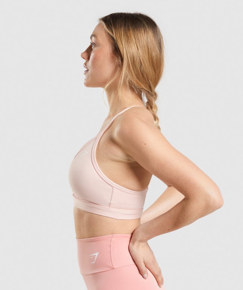 Gymshark Ruched Női Sportmelltartó Világos Rózsaszín | HU-Y-582